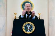 President Joe Biden speaks about the 500,000 Americans that died from COVID-19, Monday, Feb. 22 ...