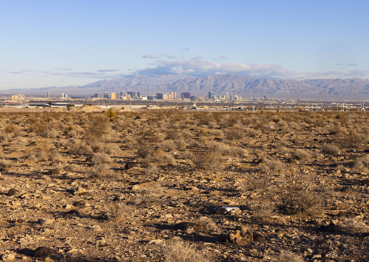 The vacant land where Station Casinos plans to build a 600-room resort at west of the Via Inspi ...