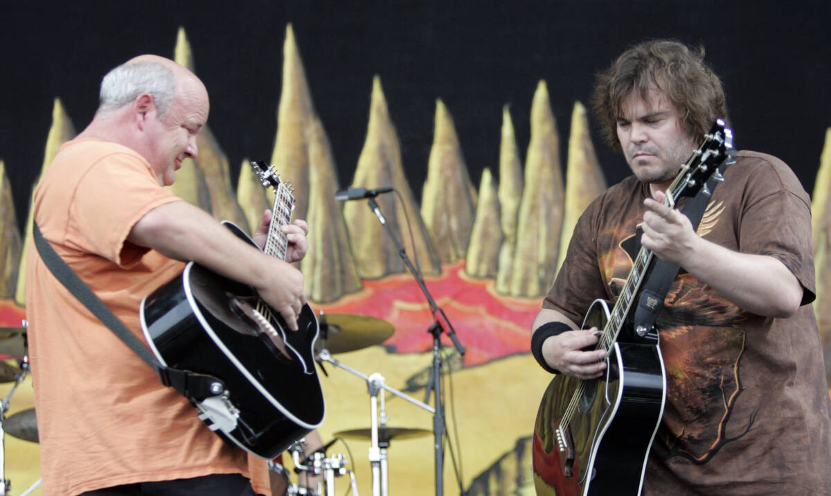 Jack Black, right, and Kyle Gass of the band Tenacious D perform at the Bonnaroo Music and Arts ...