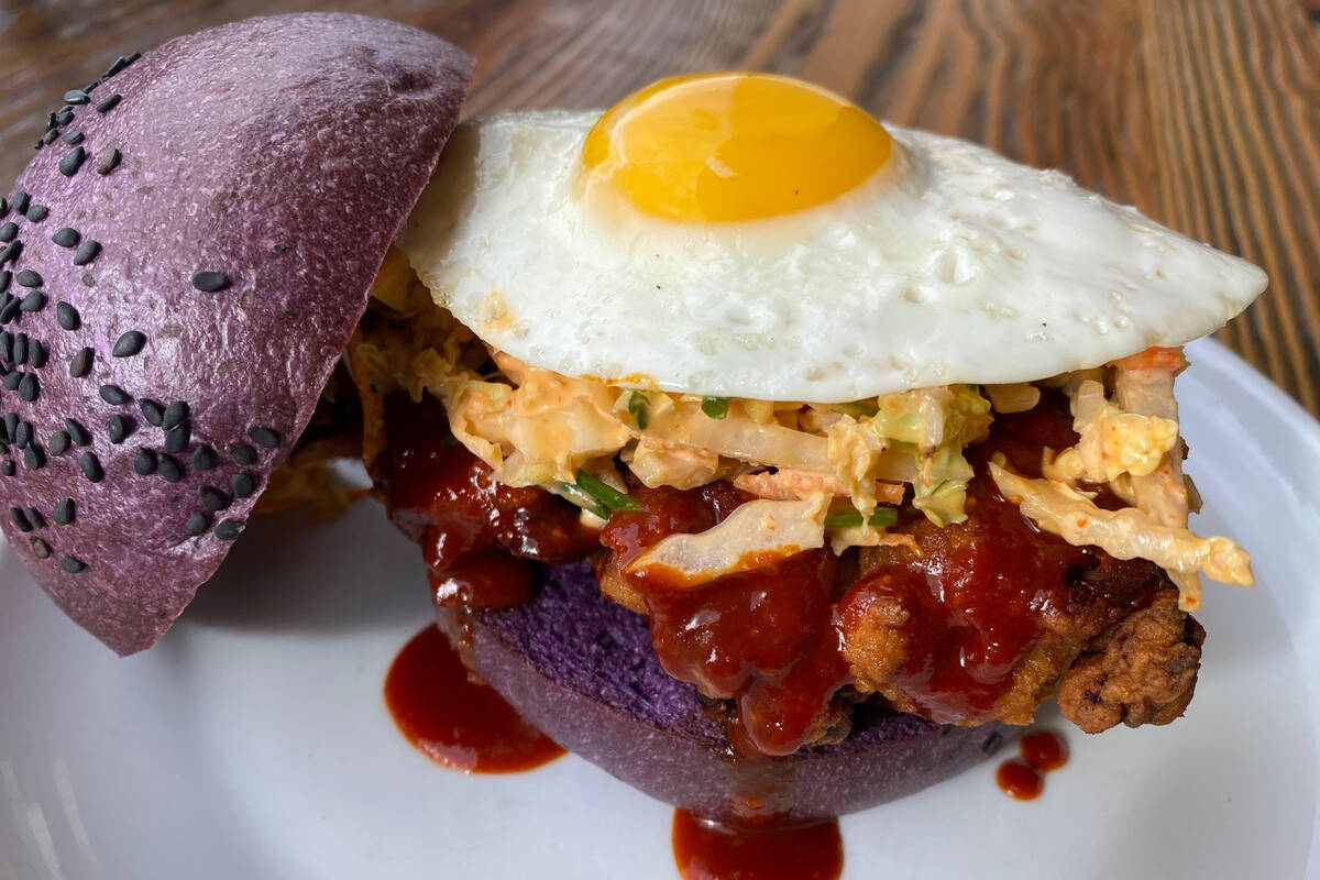 A Korean fried chicken sandwich on an ube bun will be served by Craft Kitchen of Henderson at i ...