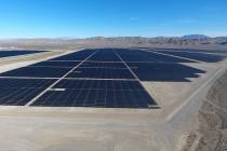 Solar arrays line the desert floor of the Dry Lake Solar Energy Zone as part of the 179 megawat ...