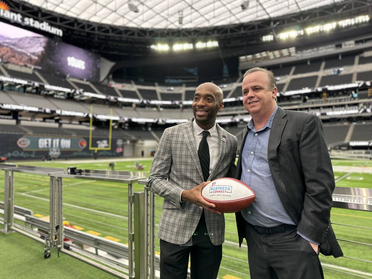 Raiders Chief Financial Officer Michael Crome and Las Vegas Super Bowl Host Committee President ...