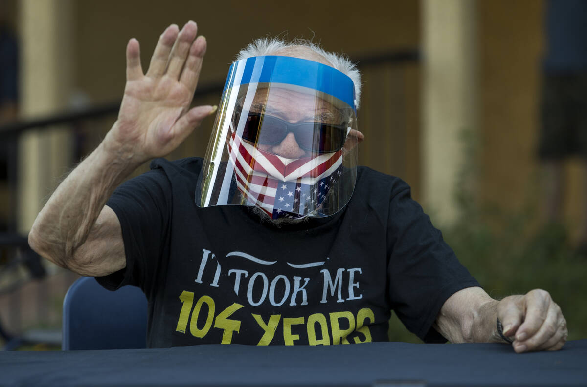 Vincent Shank, a World War II veteran and ex-POW, celebrates his 104th birthday at Echelon Seni ...