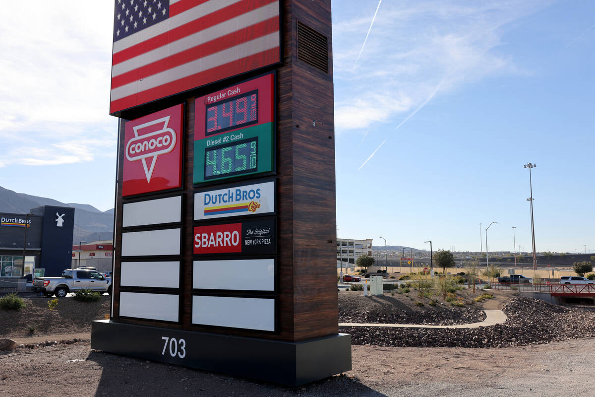 A gas price at a Conoco station on West Lake Mead Parkway at Fiesta Henderson Boulevard in Hend ...