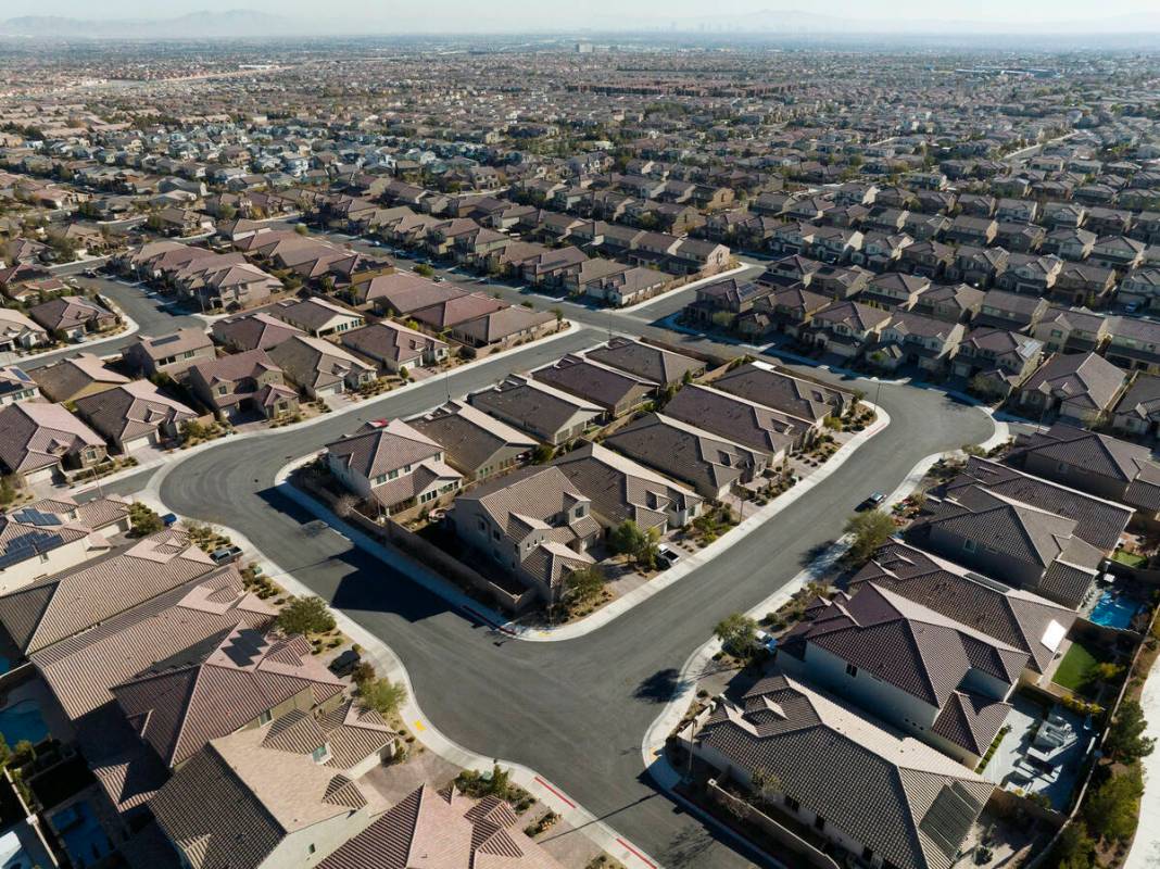 Aerial photograph of property in the northwest of Las Vegas in Skye Canyon, on Wednesday, Dec. ...