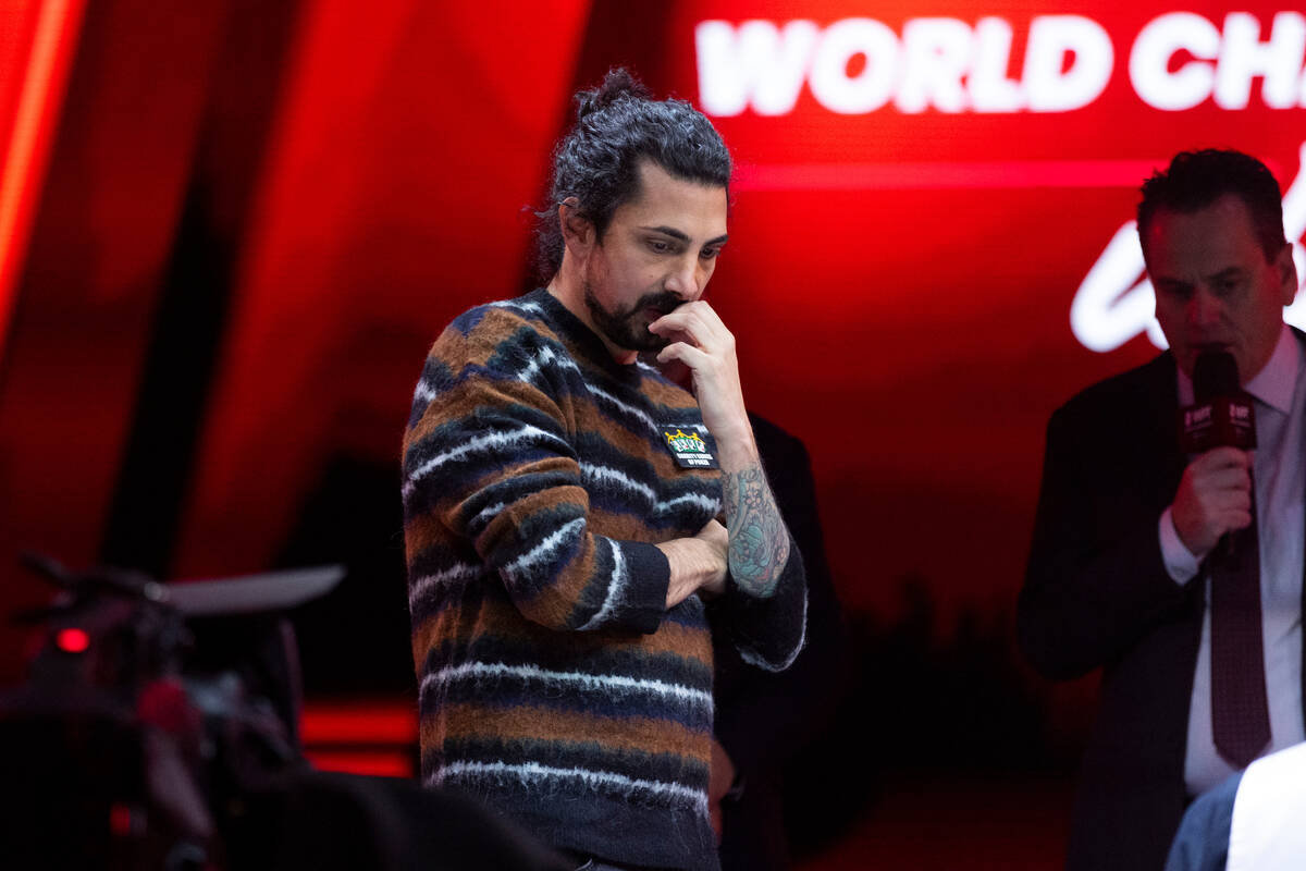 Jean-Claude Moussa waits for card to be shown in the final table of the World Poker Tour World ...