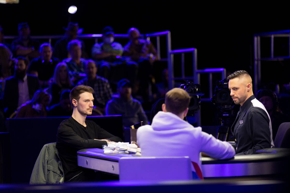 Eliot Hudon, left, waits for his remaining opponent Benny Glaser to make a play in the final ta ...