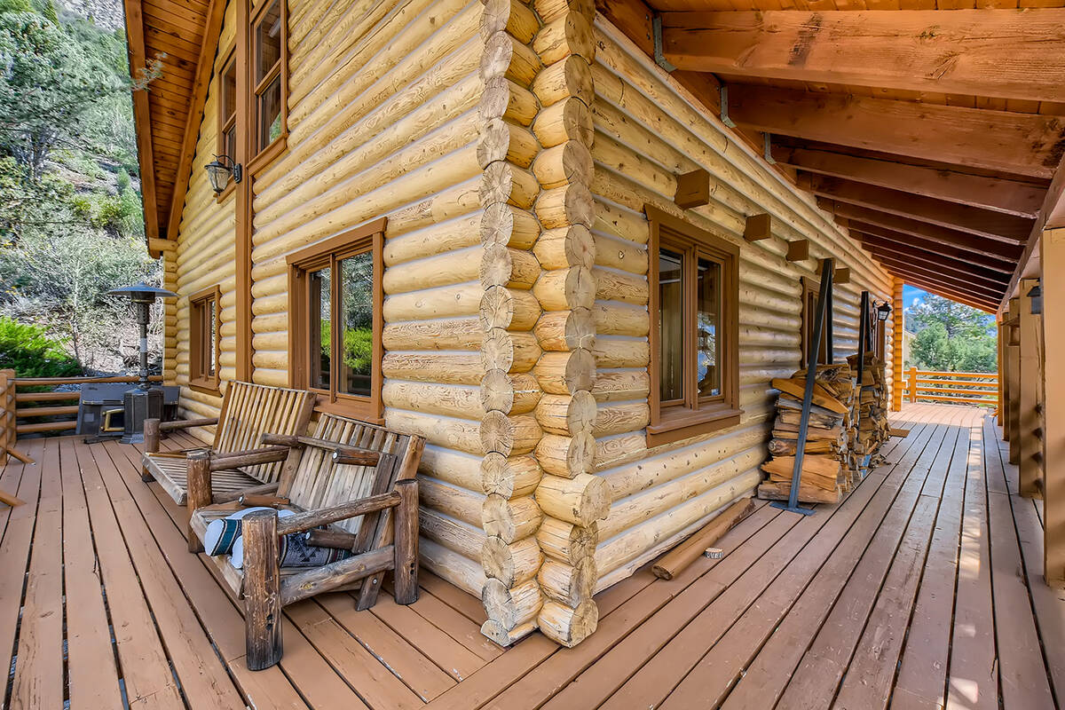 The cabin has views from the deck. (Mt. Charleston Realty)