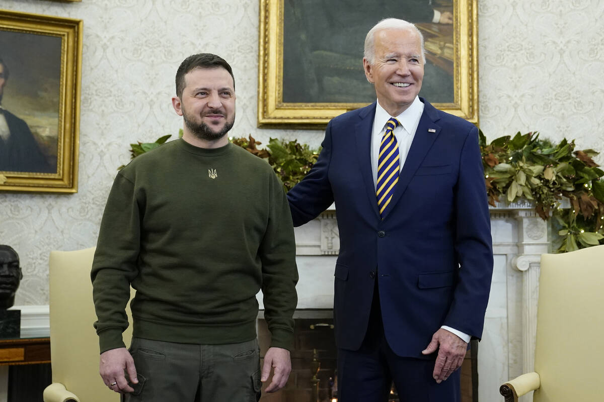 President Joe Biden meets with Ukrainian President Volodymyr Zelenskyy in the Oval Office of th ...