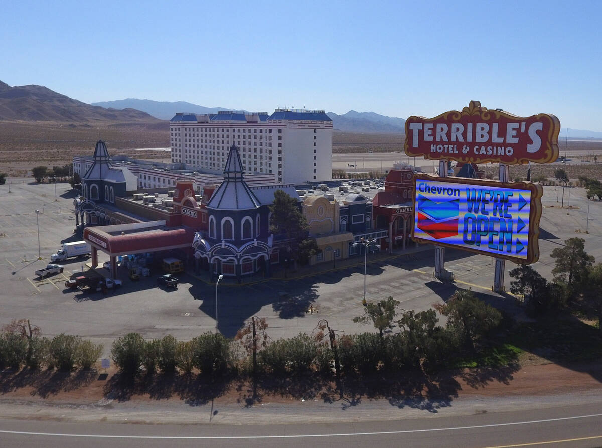 The shuttered Terrible's hotel-casino shown on Wednesday, Feb. 16, 2022, in Jean. (Bizuayehu Te ...