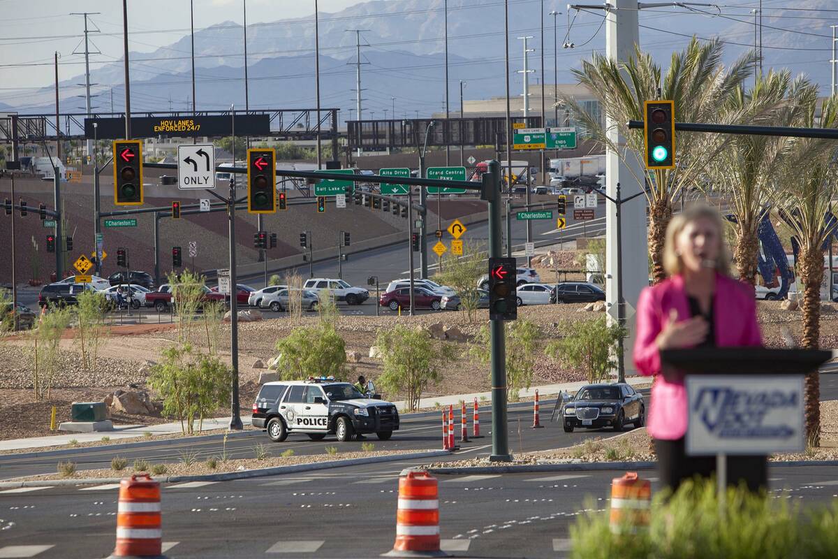 Kristina Swallow, the director the the Nevada Department of Transportation, addresses guests in ...