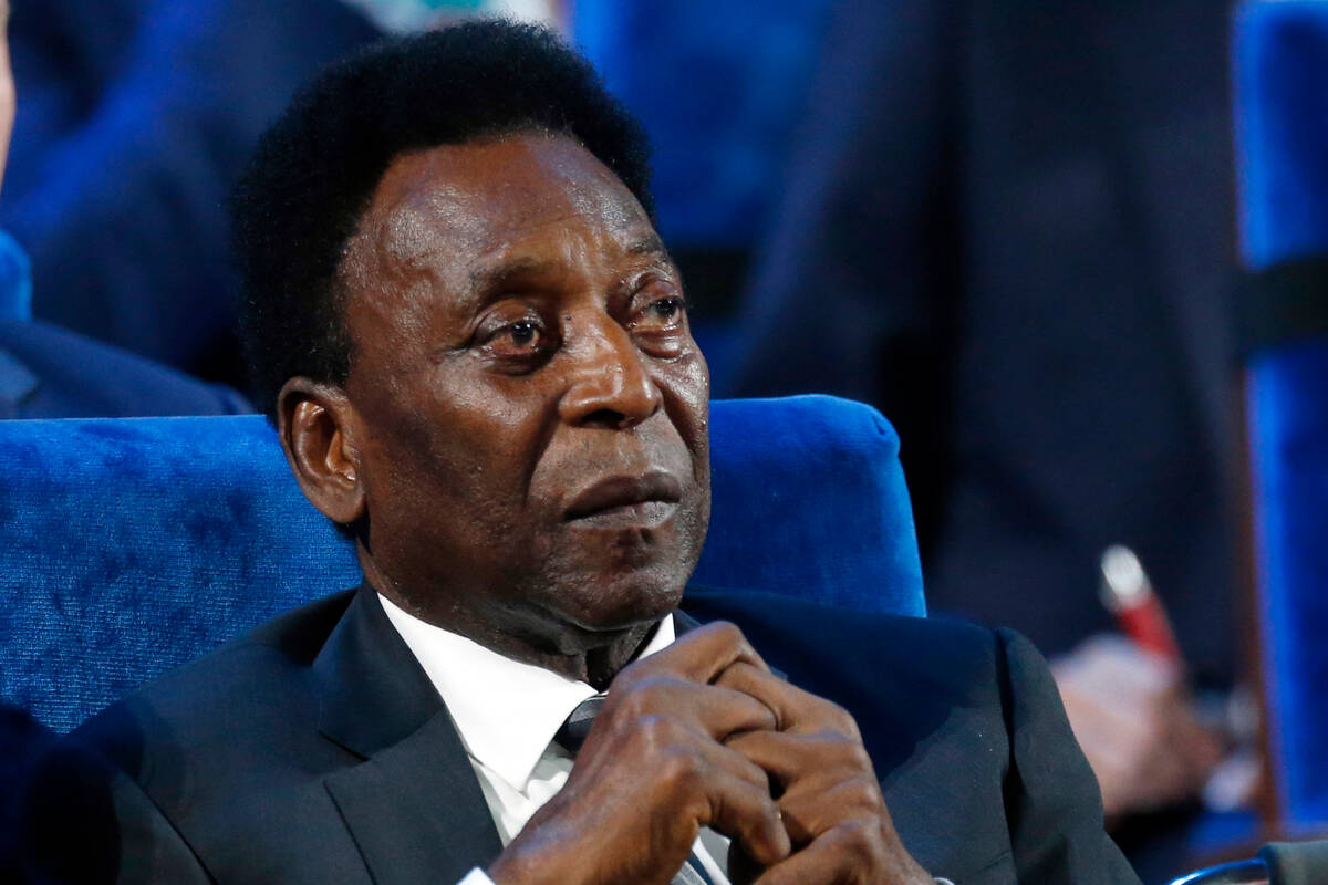 FILE - Brazilian Pele attends the 2018 soccer World Cup draw at the Kremlin in Moscow, Dec. 1, ...