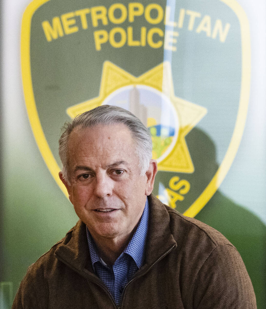 Sheriff Joe Lombardo arrives for an interview with the Review-Journal at Metropolitan Police De ...