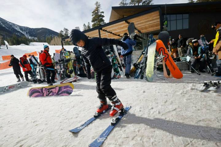 Parker Wasiak, 9, of Las Vegas, is ready to ski, Monday, Dec. 26, 2022, at the Lee Canyon Ski a ...