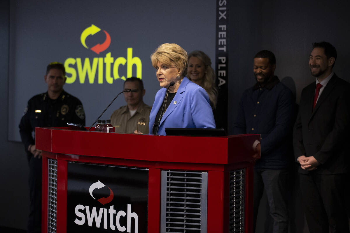 Las Vegas Mayor Carolyn Goodman speaks during a press conference to discuss the preparations fo ...