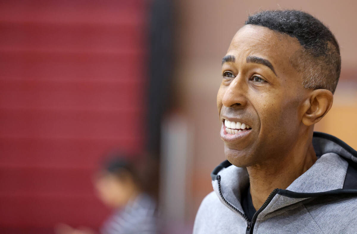 Democracy Prep assistant coach Mark Coleman instructs players before a game against Anchorage C ...