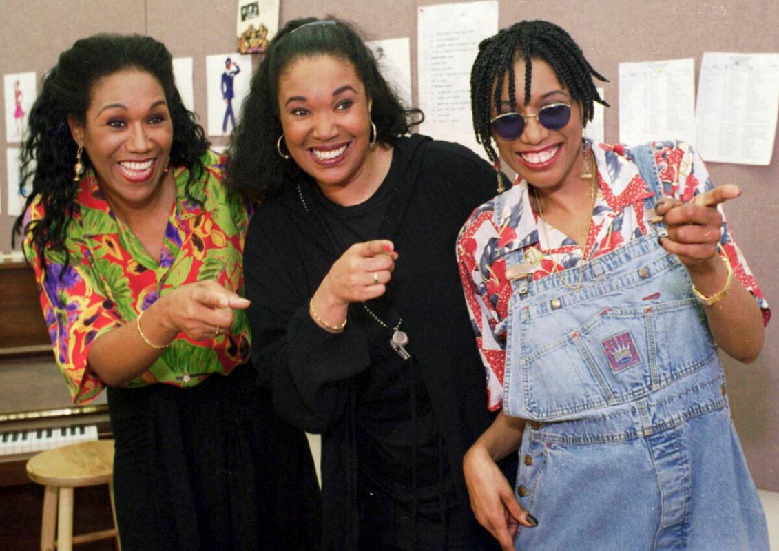 The Pointer Sisters pose for a group portrait at a New York rehearsal studio where they were pr ...