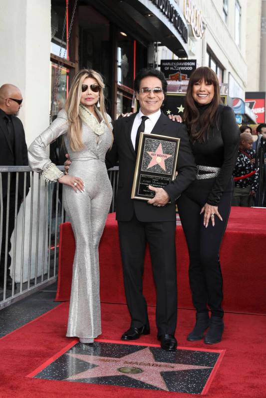 La Toya Jackson, from left, Andy Madadian, and Anita Pointer celebrate Madadian's Hollywood Wal ...