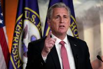 In this Jan. 21, 2021, photo, House Minority Leader Kevin McCarthy of Calif., speaks during a n ...