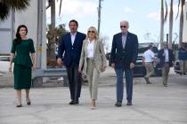 Left to right, Casey DeSantis, Florida Gov. Ron DeSantis, U.S. first lady Jill Biden, and U.S. ...