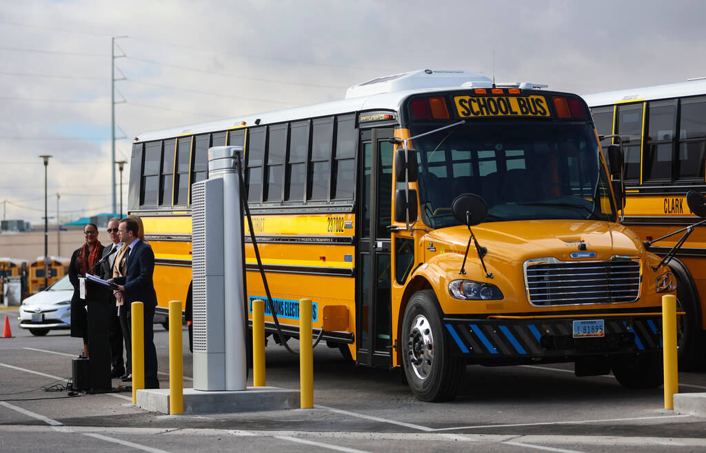 Clark County School District officials talk bout the school district's plans to implement elect ...