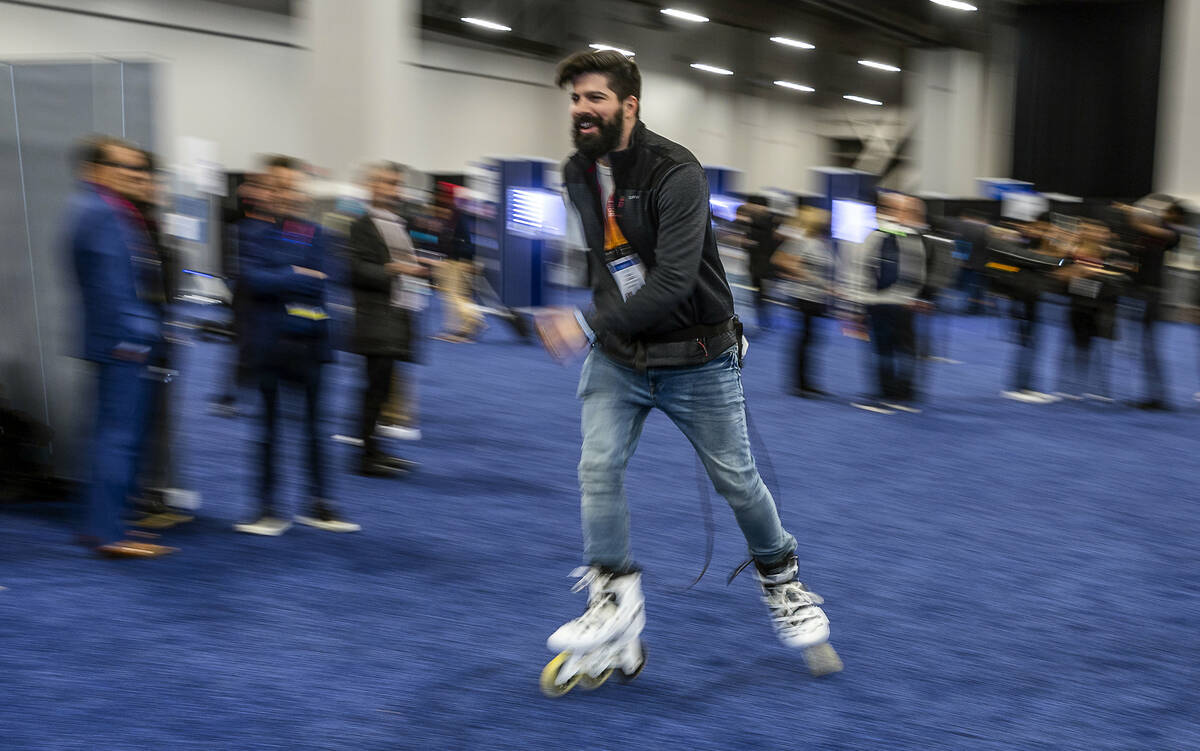 Mau Lozano cruises along on during the CES Unveiled media days event at the Mandalay Bay Conven ...