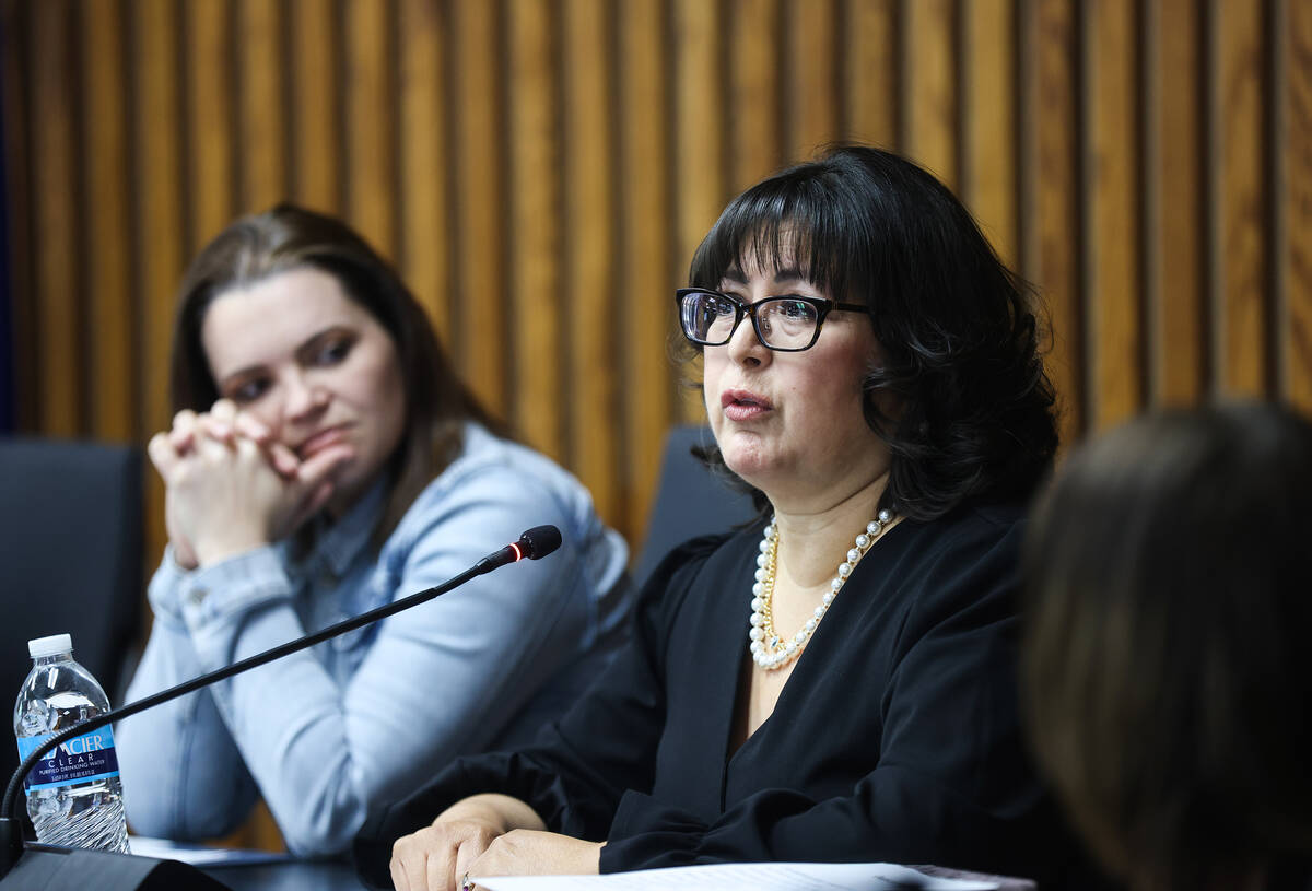 Irene Bustamante Adams, newly elected school board trustee for District F, addresses the attend ...