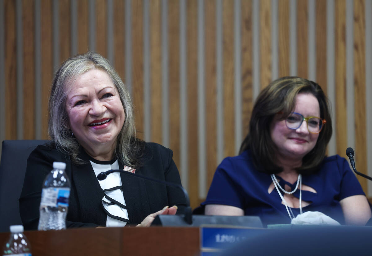 School Board Trustee Linda Cavazos responds to a speaker during a public comment at a special m ...