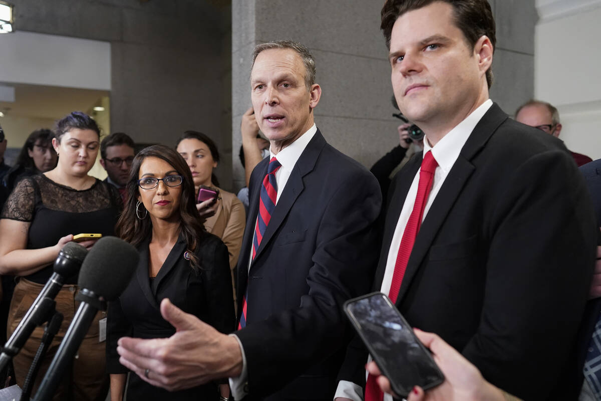 Rep. Scott Perry, R-Pa., speaks at the Capitol in Washington, Tuesday, Jan. 3, 2023, on the ope ...