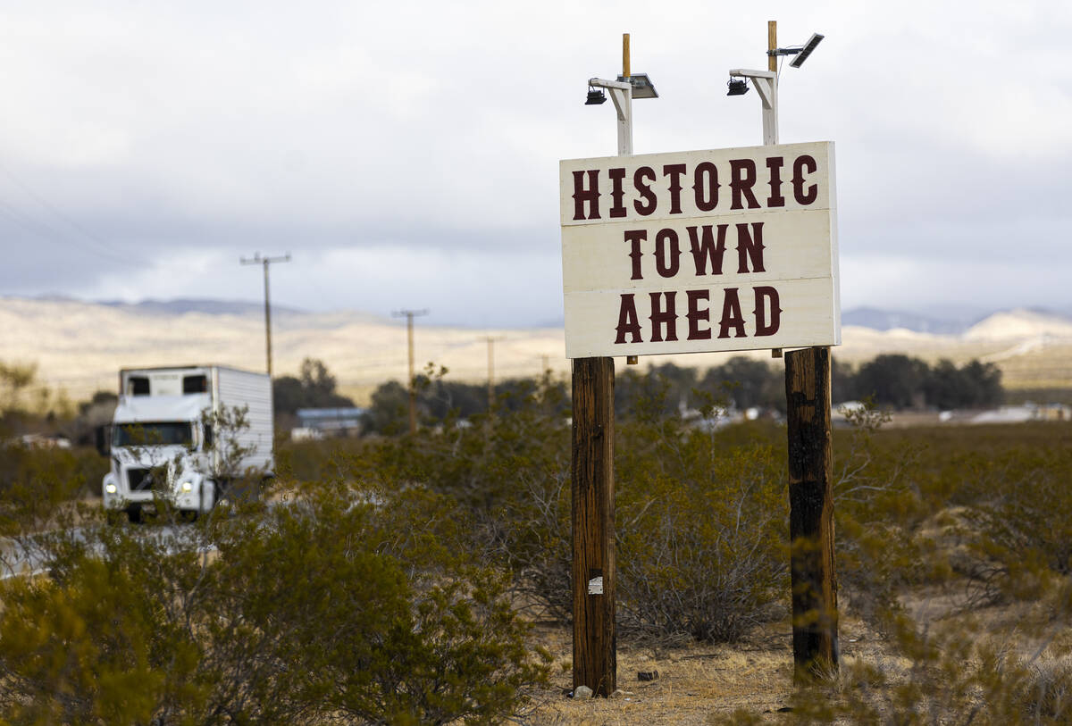A sign leading to Nipton, Calif., a small desert town purchased by entertainment company Spiege ...