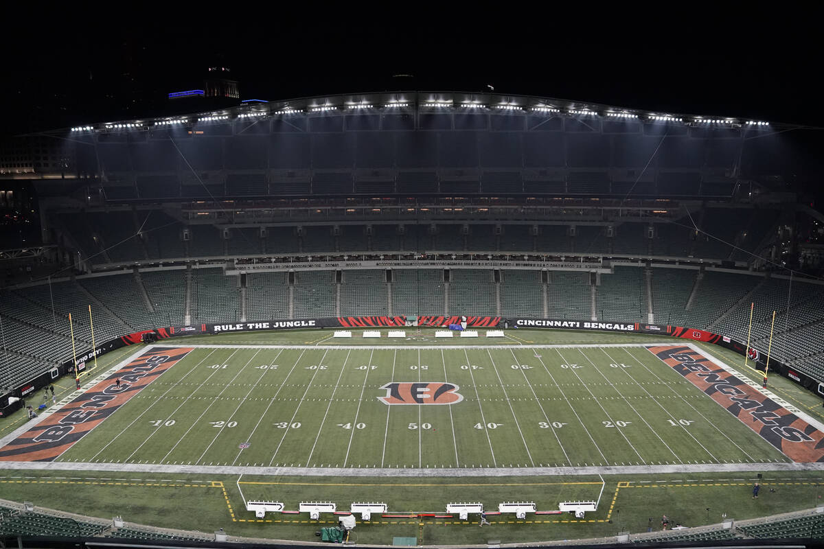 Paycor Stadium sits empty after the NFL postponed the game following an injury to Buffalo Bills ...