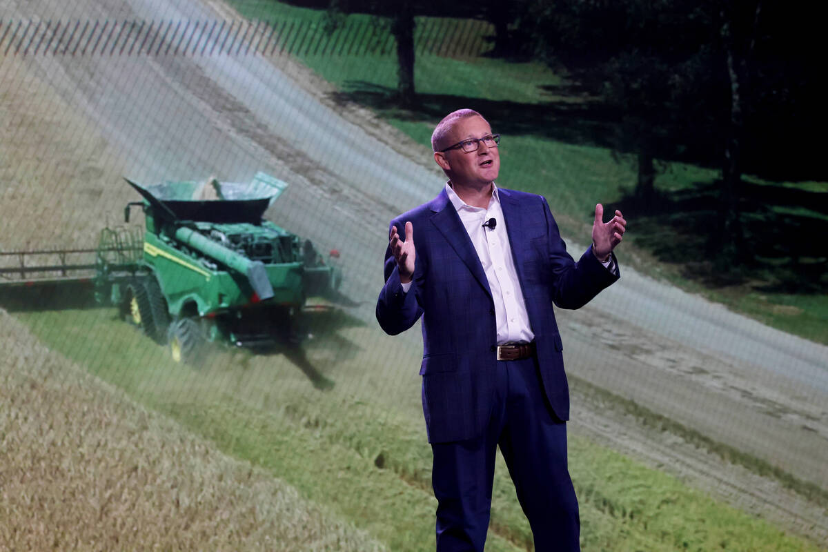 John Deere Chairman and CEO delivers the opening keynote for CES at Venetian Expo in Las Vegas ...
