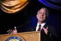 Newly sworn-in Gov. Joe Lombardo speaks during his formal inauguration ceremony in the Carson C ...