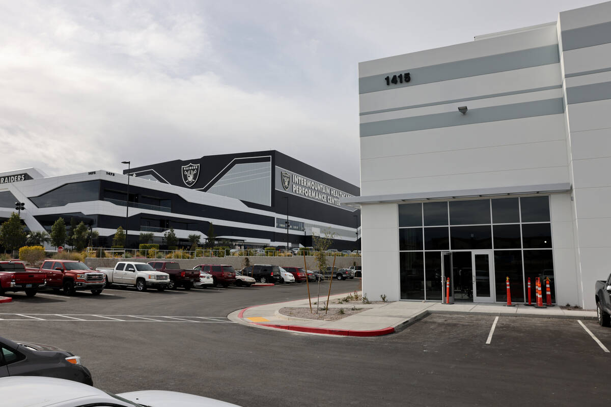 The Las Vegas Aces training facility, right, under construction adjacent to the Las Vegas Raide ...