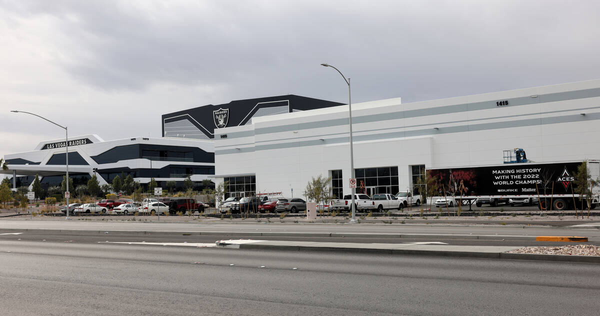 The Las Vegas Aces training facility, right, under construction adjacent to the Las Vegas Raide ...