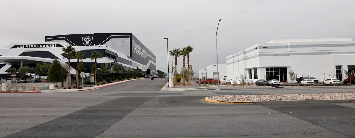 The Las Vegas Aces training facility, right, under construction adjacent to the Las Vegas Raide ...