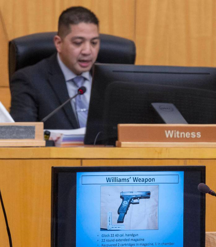 Isaiah Williams's weapon was displayed as Las Vegas Metro Police Department Detective Scott Men ...
