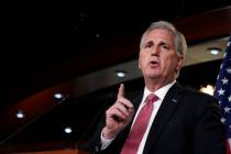 House Minority Leader Kevin McCarthy of Calif., speaks during a news conference on Capitol Hill ...