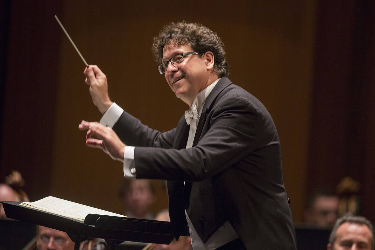 Music Director Donato Cabrera directs the Las Vegas Philharmonic on Saturday, Sept. 7, 2019, at ...