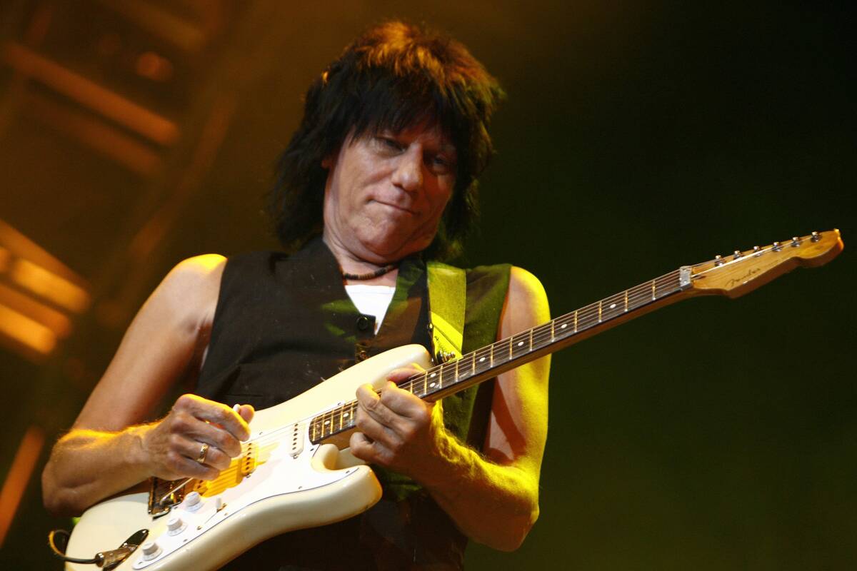 British guitarist Jeff Beck performs on the Stravinski hall during the 41st Montreux Jazz Festi ...