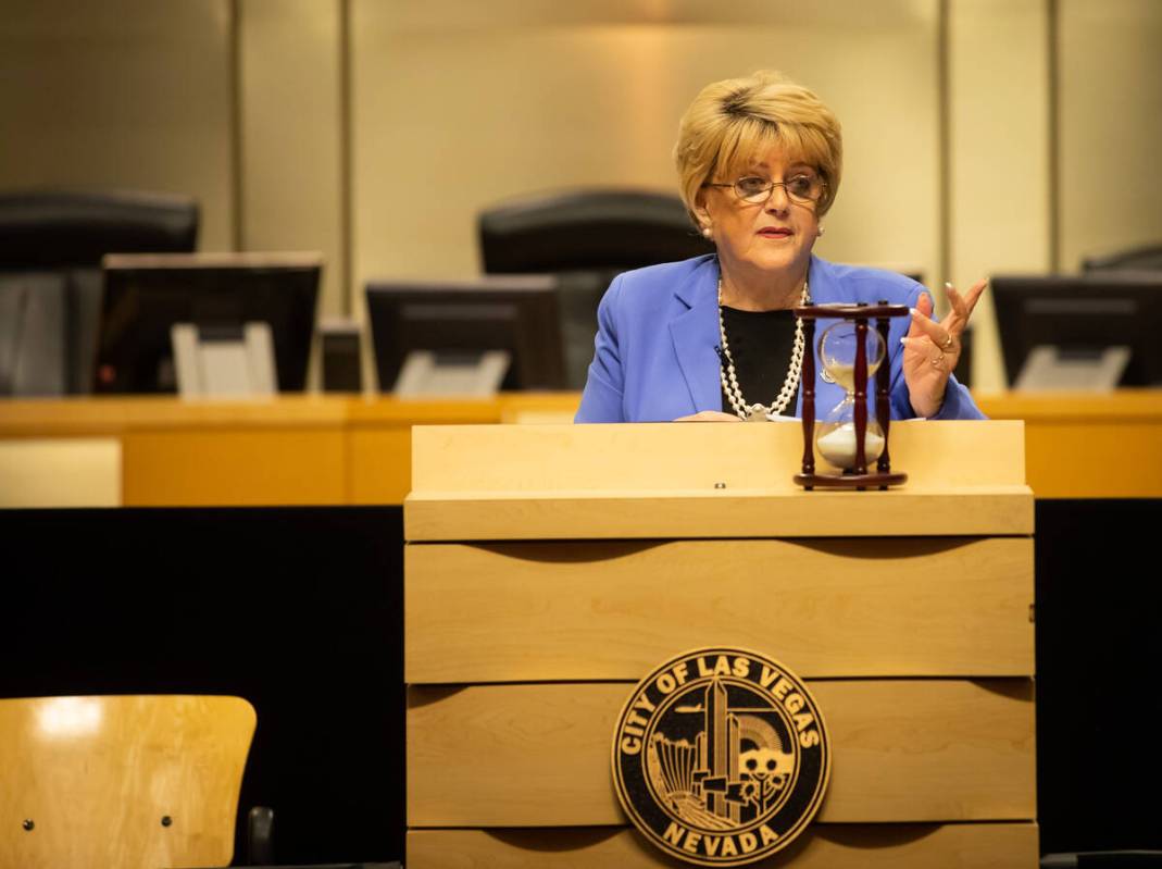 Mayor Carolyn Goodman gives her second to last State of the City address on Thursday, Jan. 12, ...