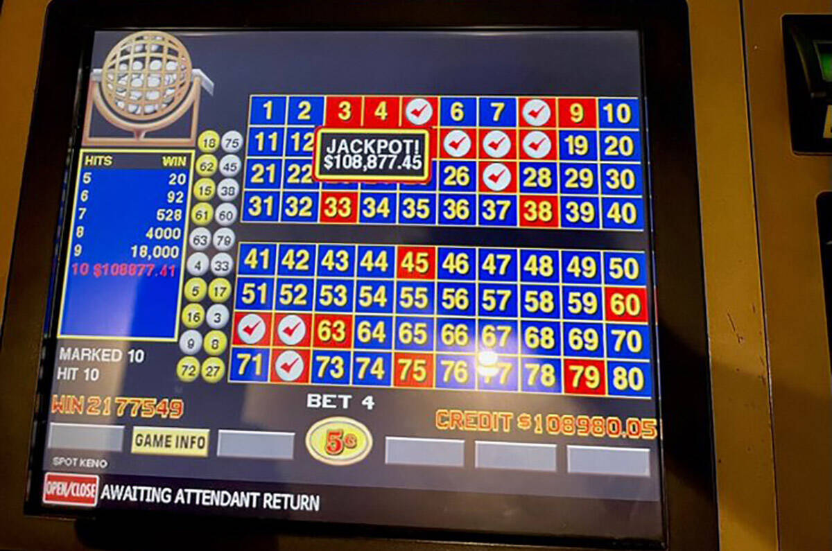 Station Casinos said a Keno player bet 20 cents at Boulder Station and won more than $108,000 o ...