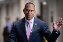 House Democratic Caucus Chair Hakeem Jeffries, D-N.Y., arrives for leadership elections at the ...