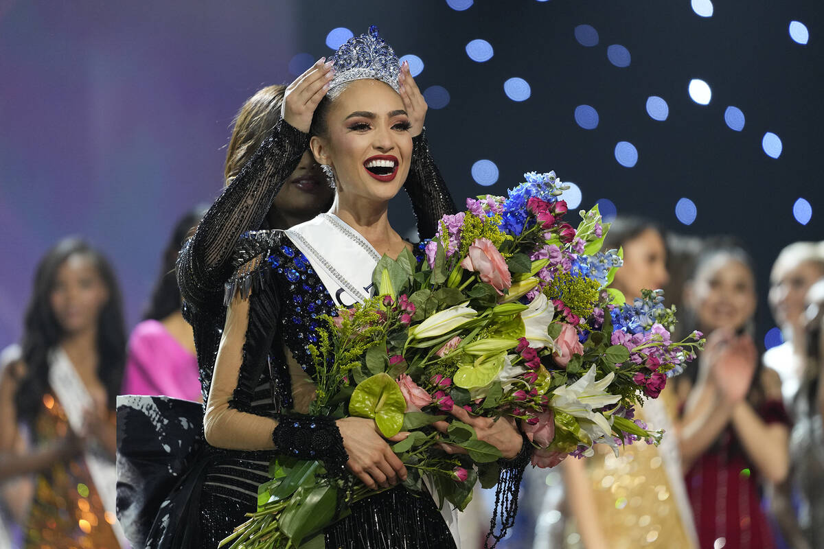 Miss USA R'Bonney Gabriel reacts as she is crowned Miss Universe during the final round of the ...