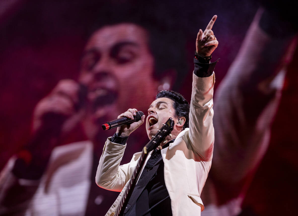 Green Day lead singer Billie Joe Armstrong performs on the Downtown Stage during day two of Lif ...