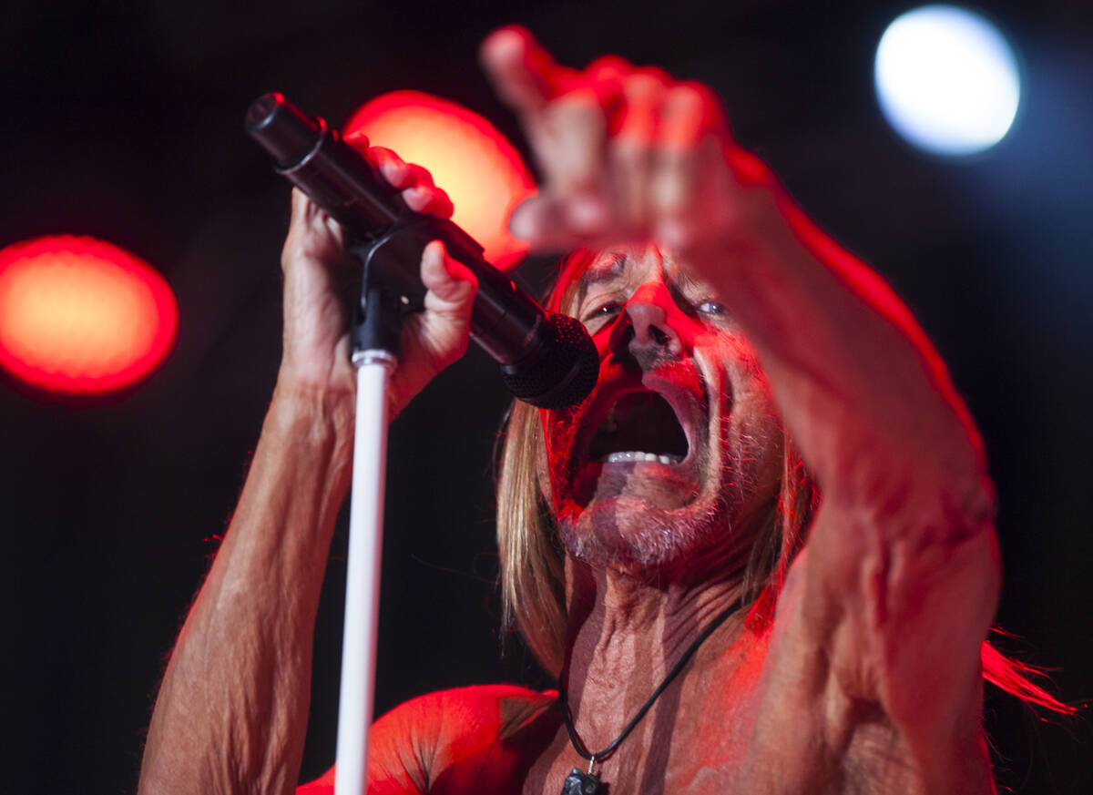 Iggy Pop performs during Punk Rock Bowling at the Downtown Las Vegas Events Center on Saturday, ...