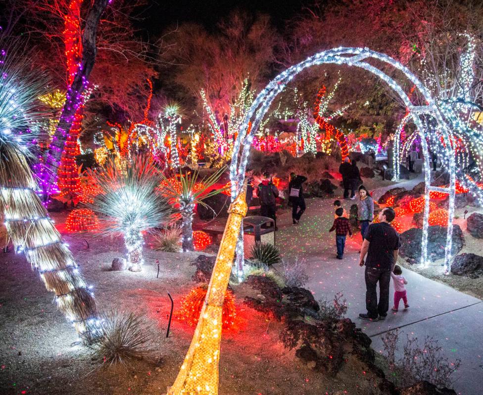 Attendees of the third annual Lights of Love take in the Valentine's Day-themed decorations at ...