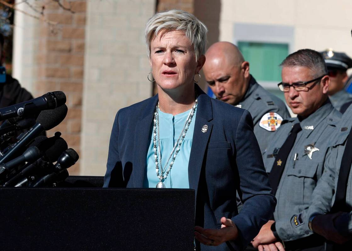 FILE - Santa Fe District Attorney Mary Carmack-Altwies speaks during a news conference in Santa ...