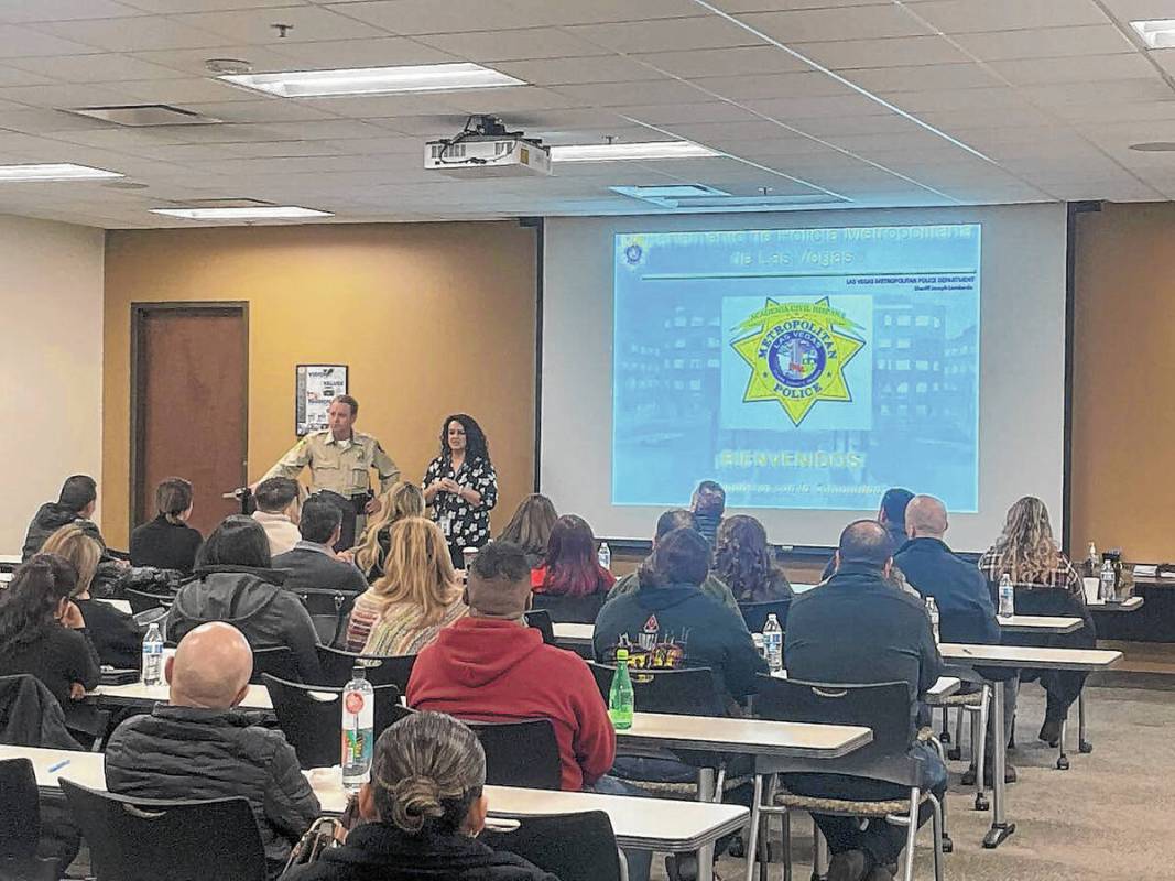 Clark County Sheriff Kevin McMahill welcoming the first 2023 class of the Hispanic Citizen Poli ...