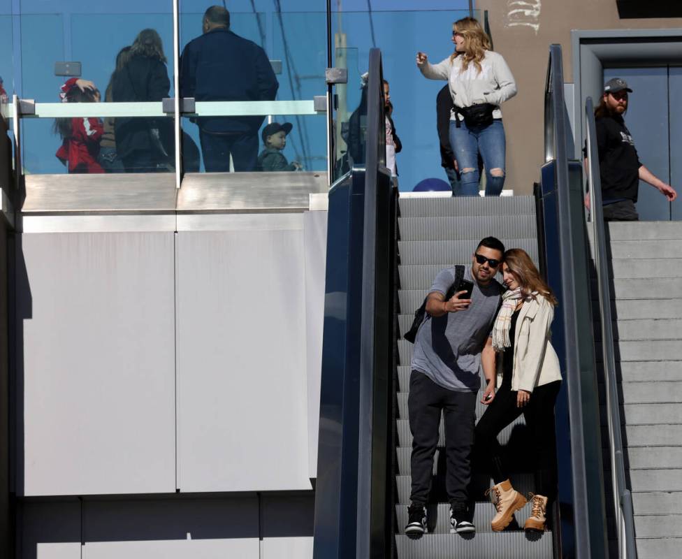 People on the Strip near Tropicana Avenue in Las Vegas Friday, Jan. 20, 2023. (K.M. Cannon/Las ...